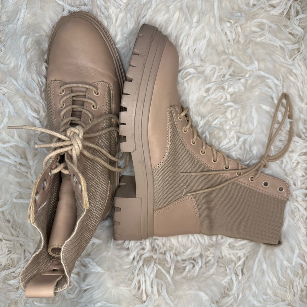 ALDO Reflow Sock Combat Boots Lug Sole Bone Ankle Boots 7.5